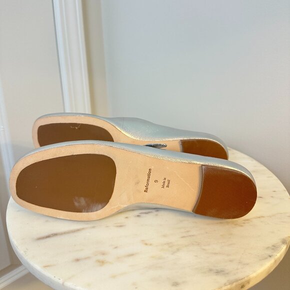 REFORMATION Bethany Ballet Flat in Silver Size US 9 - Picture 9 of 11